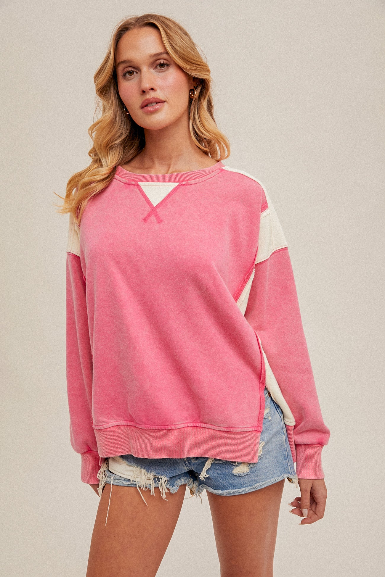 Pinky Promise Color Block Sweatshirt