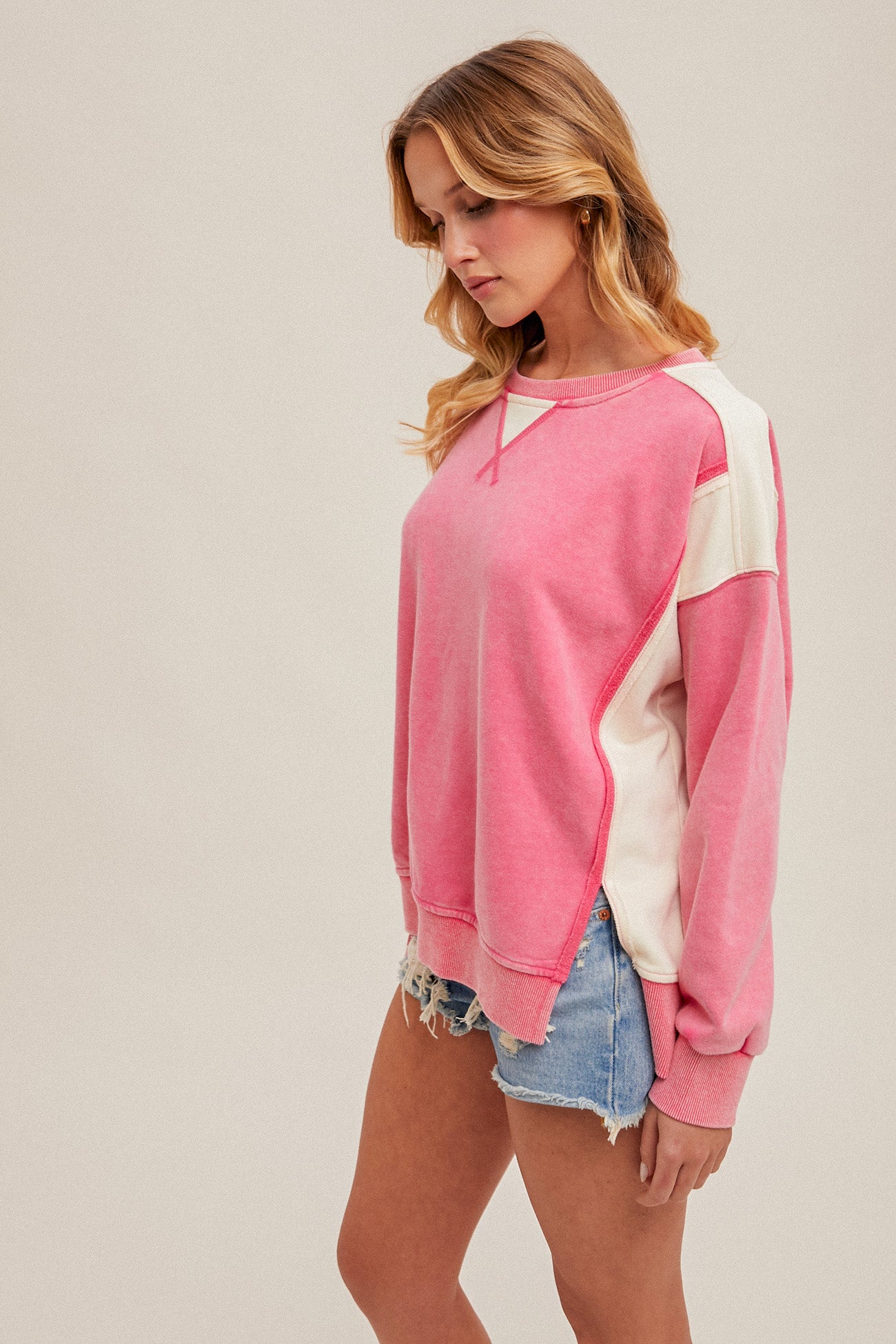 Pinky Promise Color Block Sweatshirt