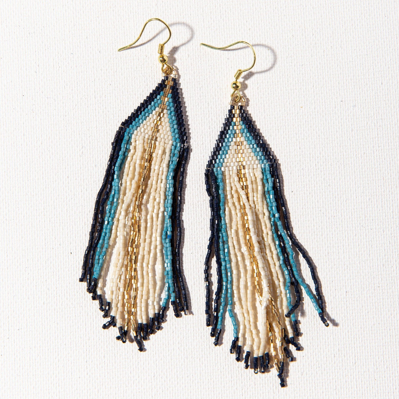 Ivory with Navy Light Blue Ombre Lux Earrings - The Bunkhouse Boutique MN